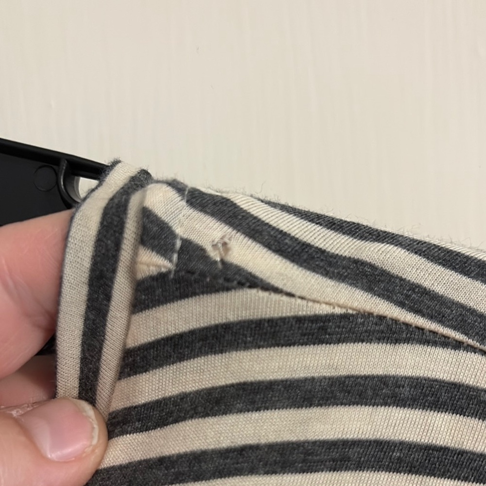 LOFT Women’s Plus Smokey Gray & Cream Striped Long Sleeve Top - Picture 8 of 8